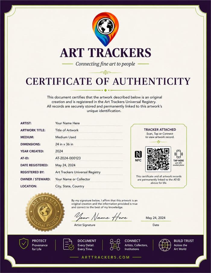 Art Trackers Certificate of Authenticity