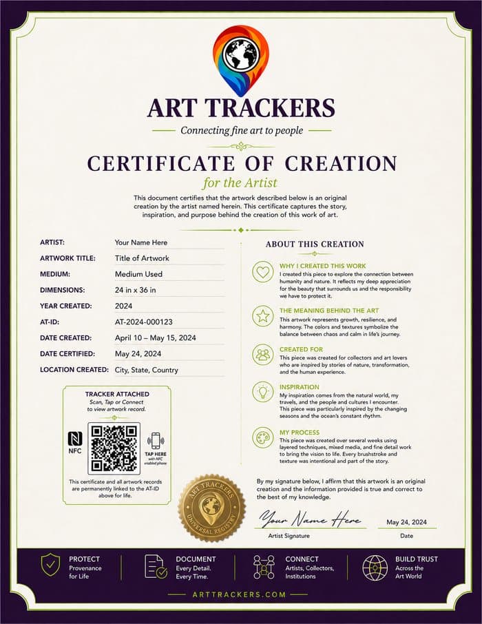Art Trackers Certificate of Creation